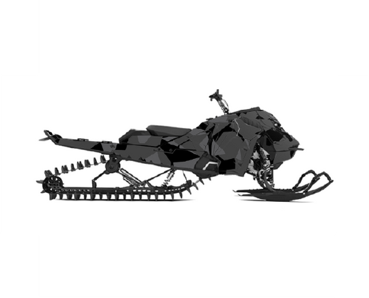 Snowmobile wrap for Ski-Doo REV GEN5 with camo pattern in the color black/grey