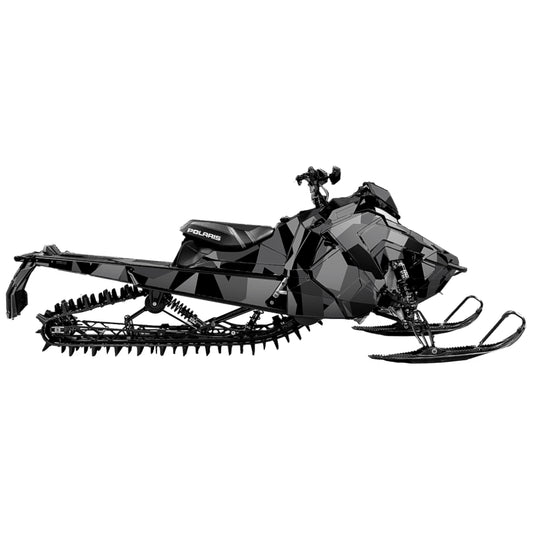 Snowmobile wrap for Polaris Axys with camo pattern in the color gray