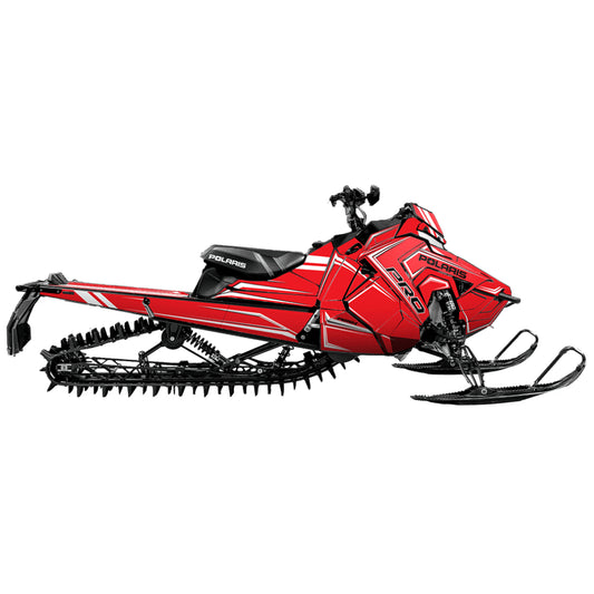 Snowmobile wrap for Polaris Axys with the Straight edge pattern in the color red