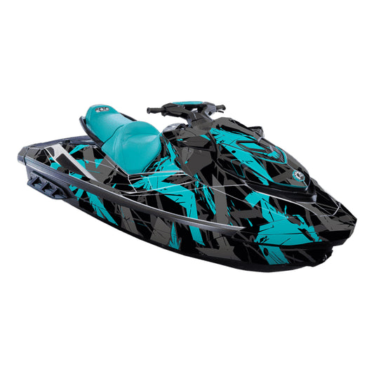 Jet ski wrap for Sea-doo GTI/GTR/Wake with the Free to ride pattern in blue