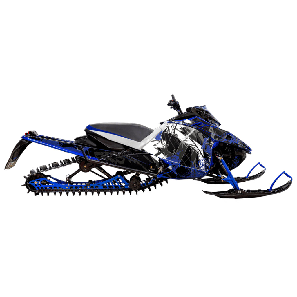 Snowmobile wrap for Yamaha Sidewinder with the Free to ride pattern in the color blue