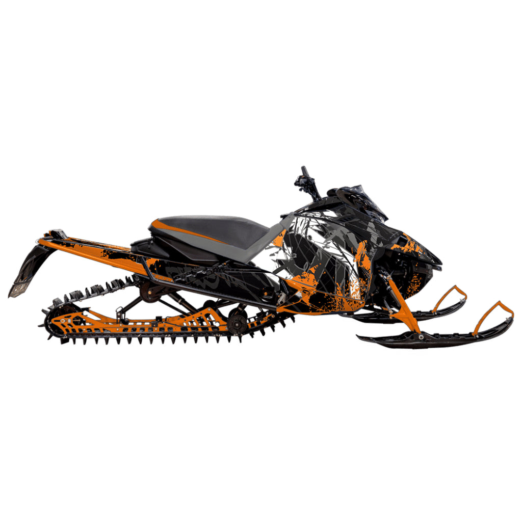 Snowmobile wrap for Yamaha Sidewinder with the Free to ride pattern in the color orange