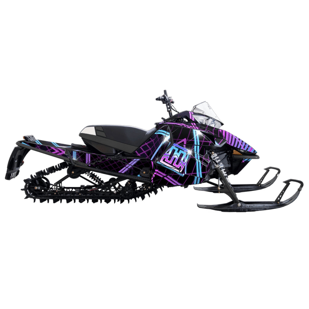 Snowmobile wrap for Arctic Cat Proclimb with the Neon Horizon pattern