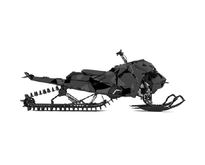 Snowmobile wrap for Ski-Doo REV GEN5 with camo pattern in the color black/grey