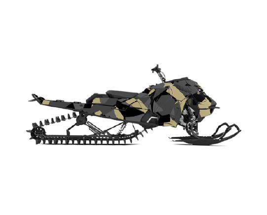 Snowmobile wrap for Ski-Doo REV GEN5 with camo pattern in the color sand