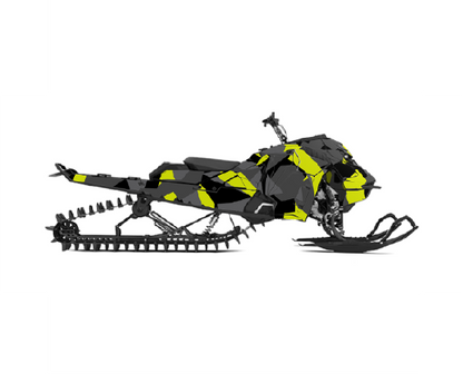 Snowmobile wrap for Ski-Doo REV GEN5 with camo pattern in the color yellow