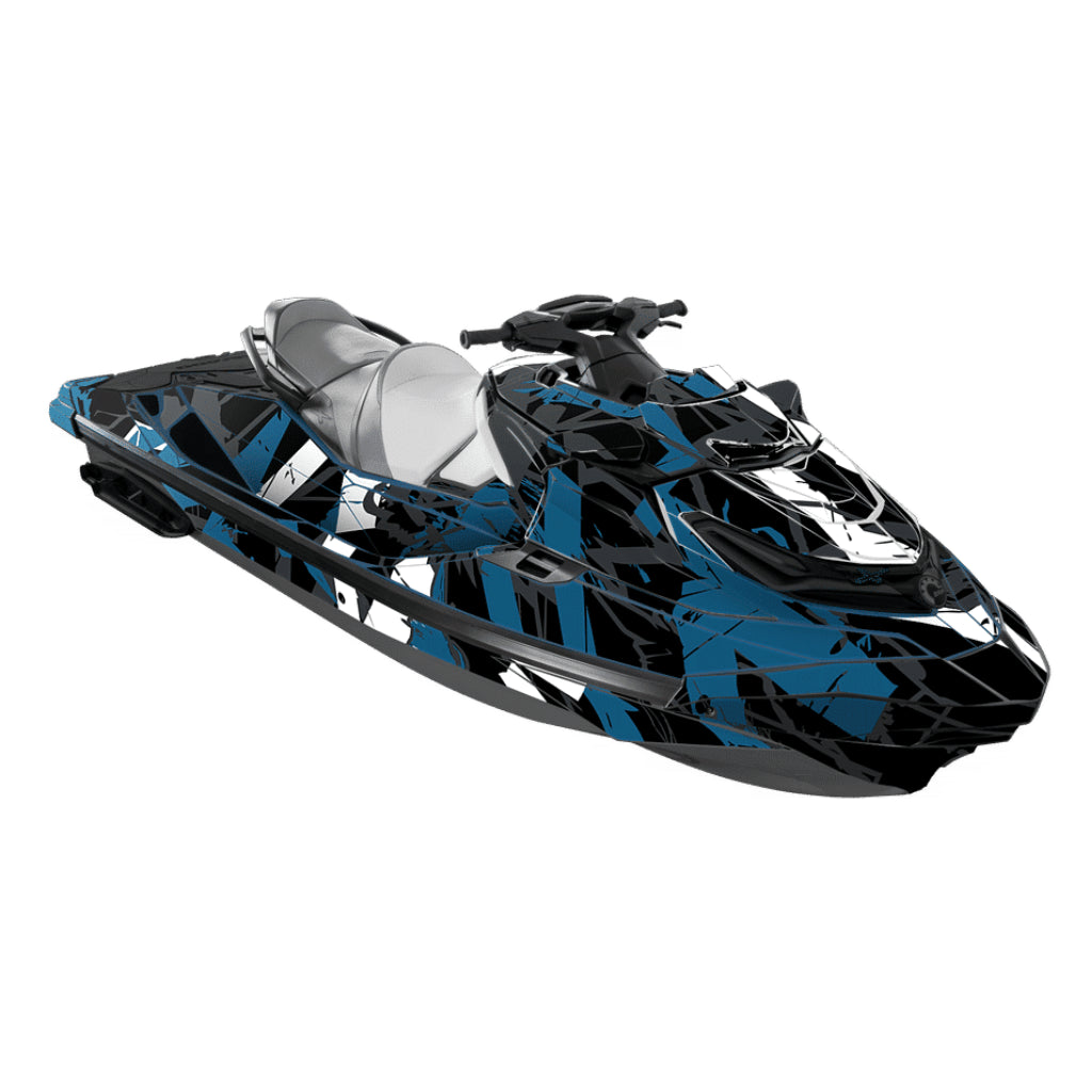 Jet ski wrap for Sea-doo RXT GEN3/GTX/Wake Pro with the Free to ride pattern in blue