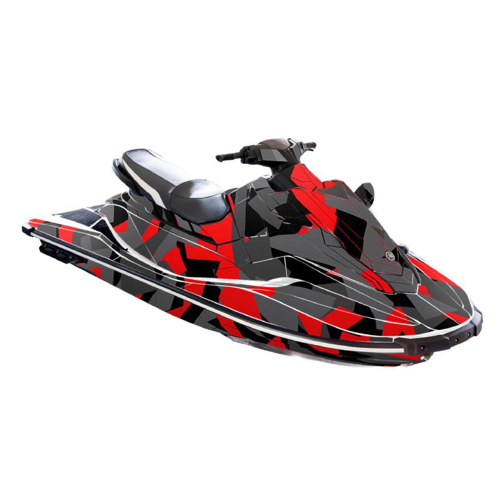 Jet ski wrap for Yamaha EX/EXR with camo pattern in red
