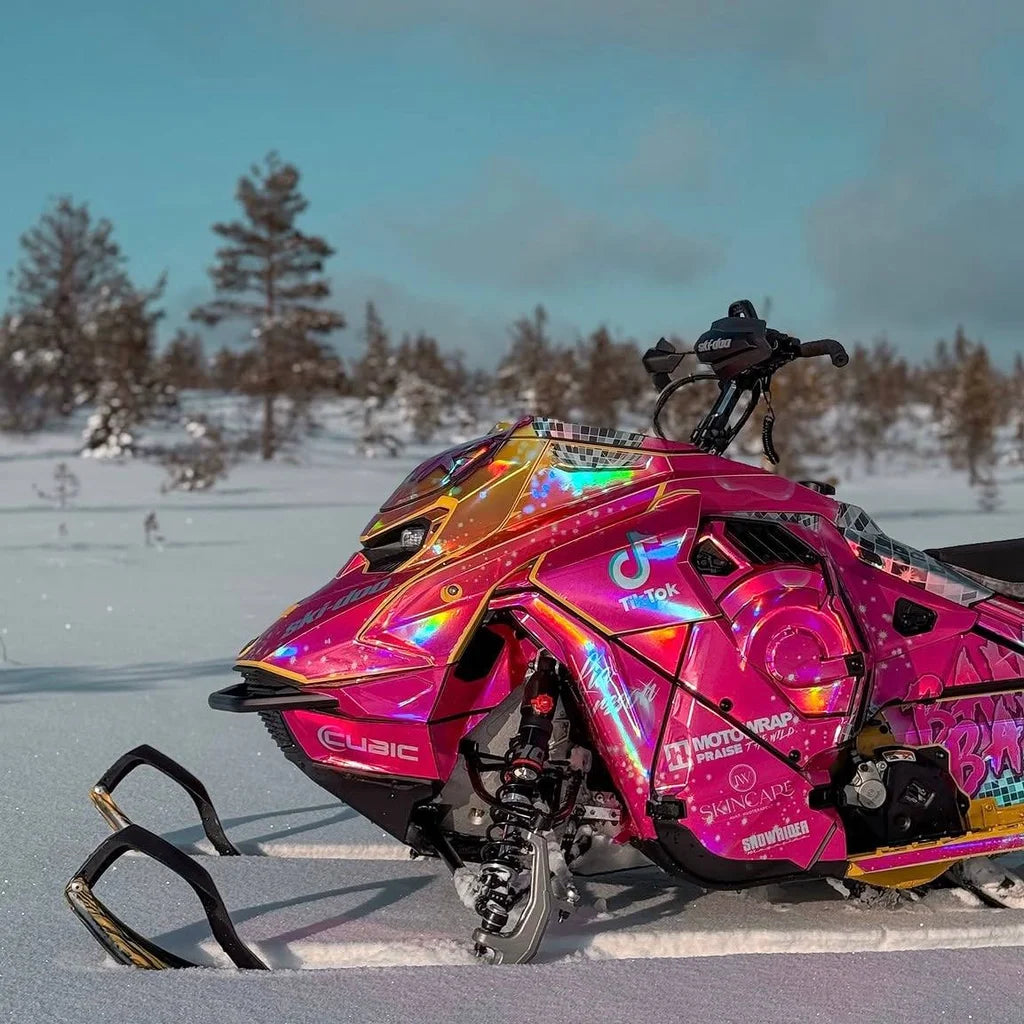 Lia Larsson's Disco Dunk Ski-Doo in holographic chrome