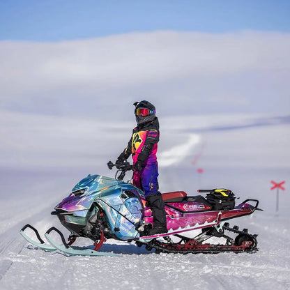 Lia Larsson with her Galaxy Ski-Doo in the mountains