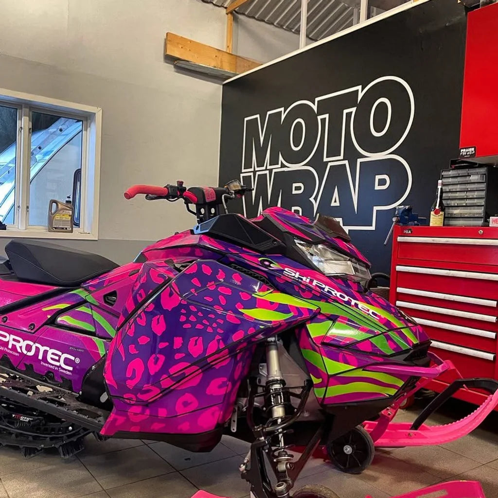 Lia Larsson's Ski-Doo in the Motowrap workshop